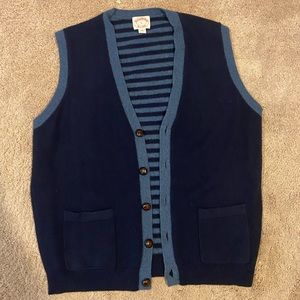 Brooks Brothers size Large sweater vest. Light on dark blue striped vest
